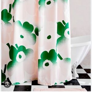 Marimekko Pink and Green Floral Shower Curtain